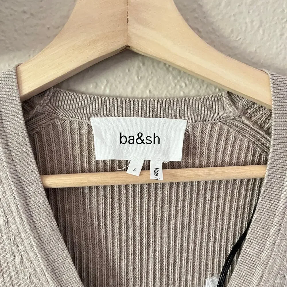 ba&sh Kao Rib A-line sweater mini dress in Beige